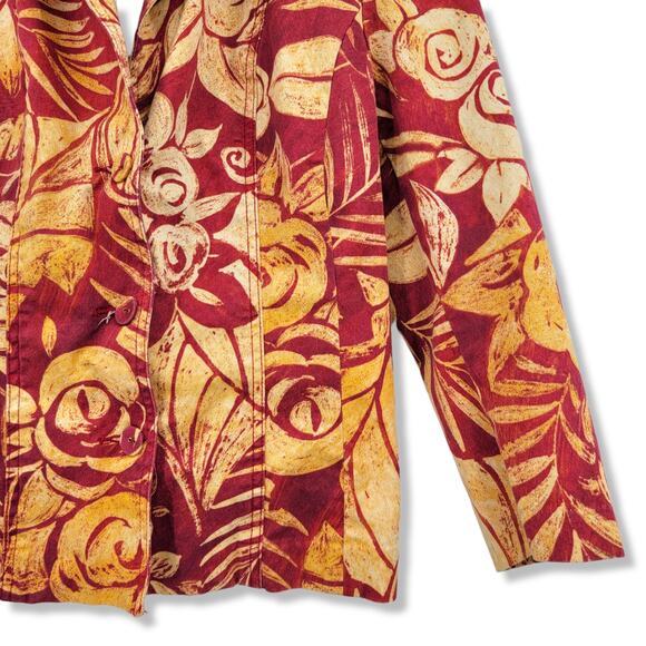 Chico's Women's‎ Tropical Floral Button Down Stretchy Denim Blazer Size 0 - Picture 6 of 9